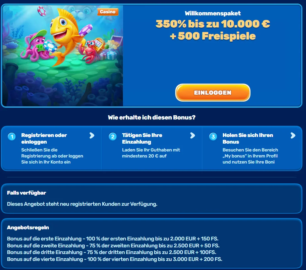 Willkommensbonus Spinfin Casino